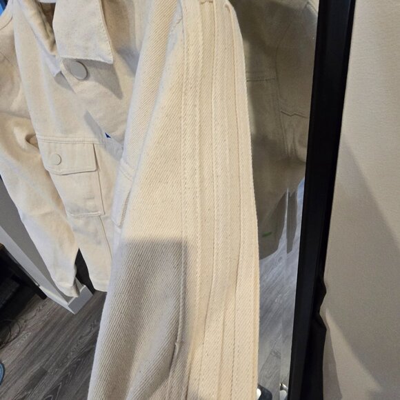Adidas X KSENIASCHNAIDER 3-Stripe Denim Jacket Women's Size XS NATURAL TAN NEW - Picture 8 of 14
